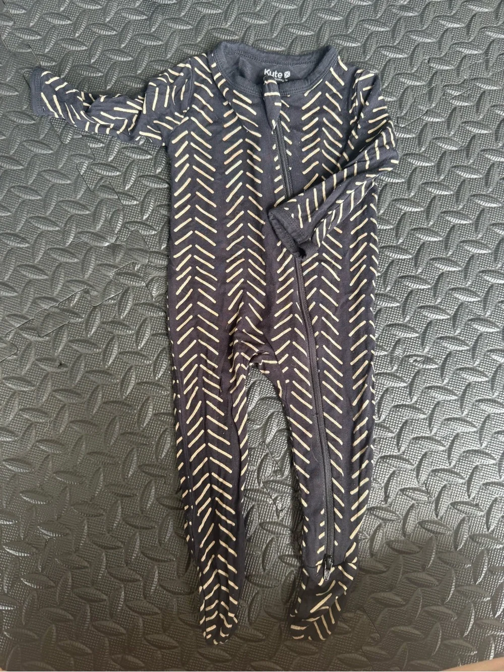 Kyte BABY Navy and Cream Chevron Footed One-Piece